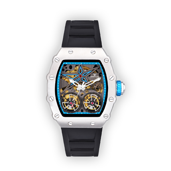 Bretley B007Y Automatic Skeleton Skyblue & Black Watch