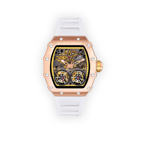 Bretley B007Y Automatic Skeleton White & Gold Watch