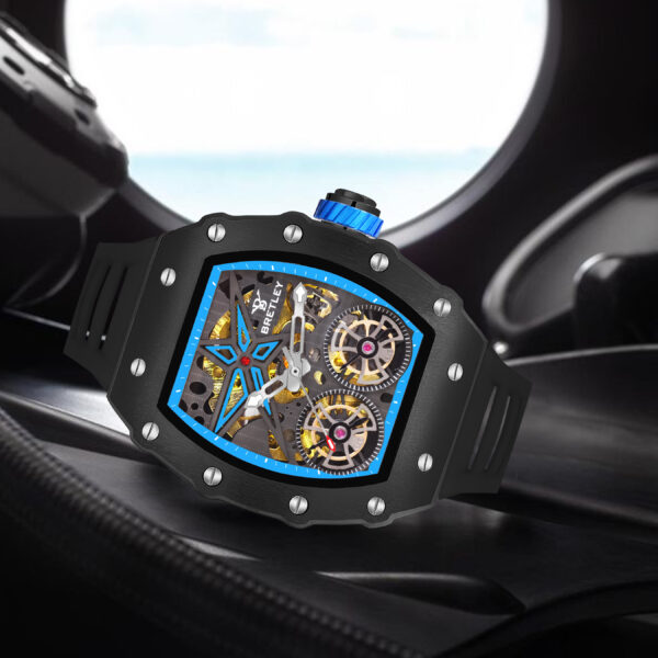 Bretley B007Y Automatic Skeleton Black & Grey Watch - Image 2