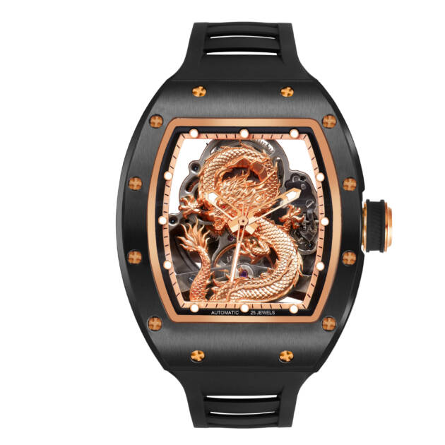 Bretley Imperial Dragon Automatic Skeleton Tonneau Watch