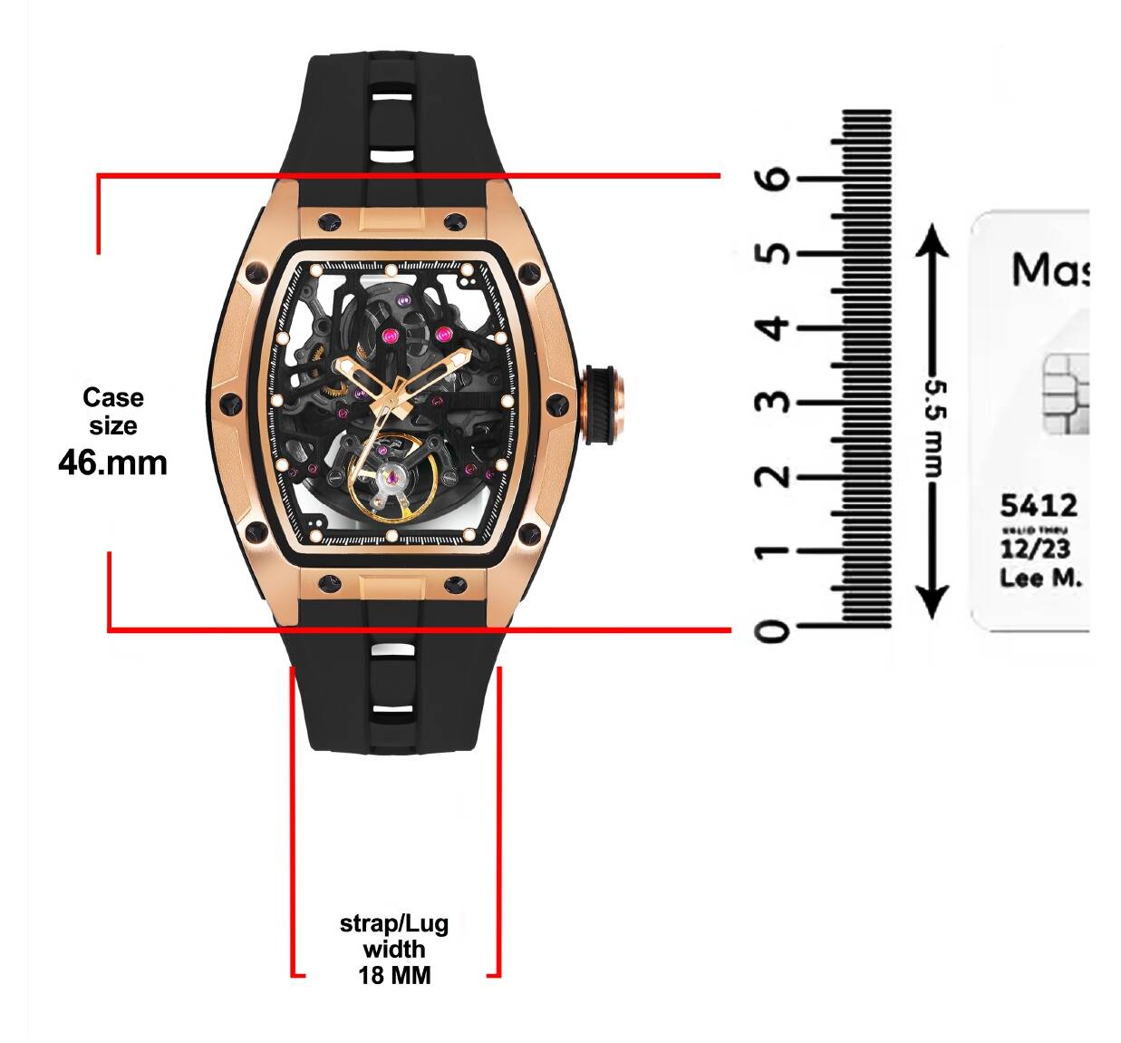 Bretley B9803Y Eclipse Skeleton Automatic Tonneau Watch - Image 6