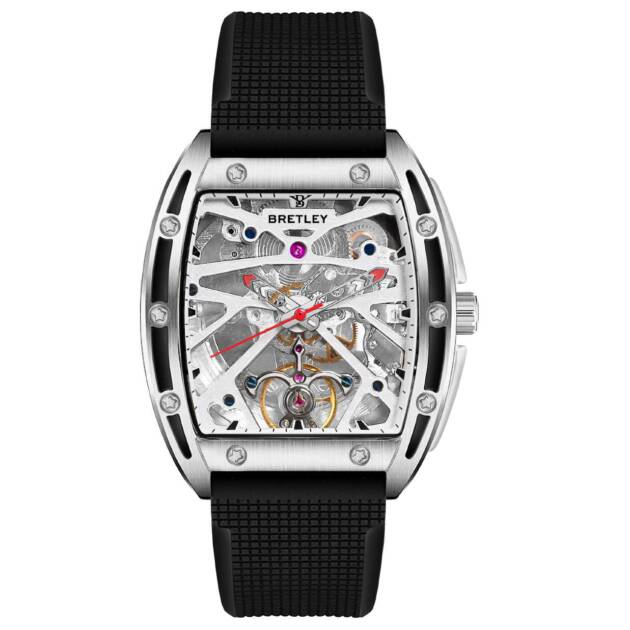 Bretley B0965Y Silver Automatic Skeleton Watch