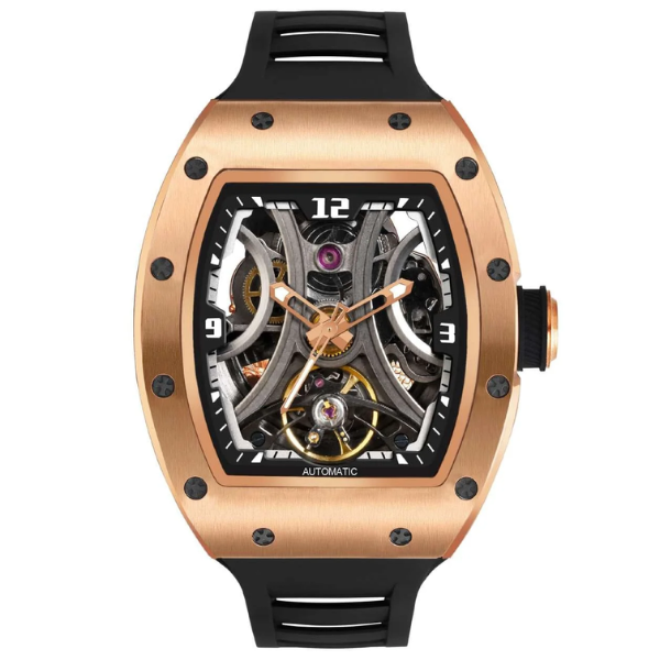 Bretley Rose Gold Automatic Skeleton Watch