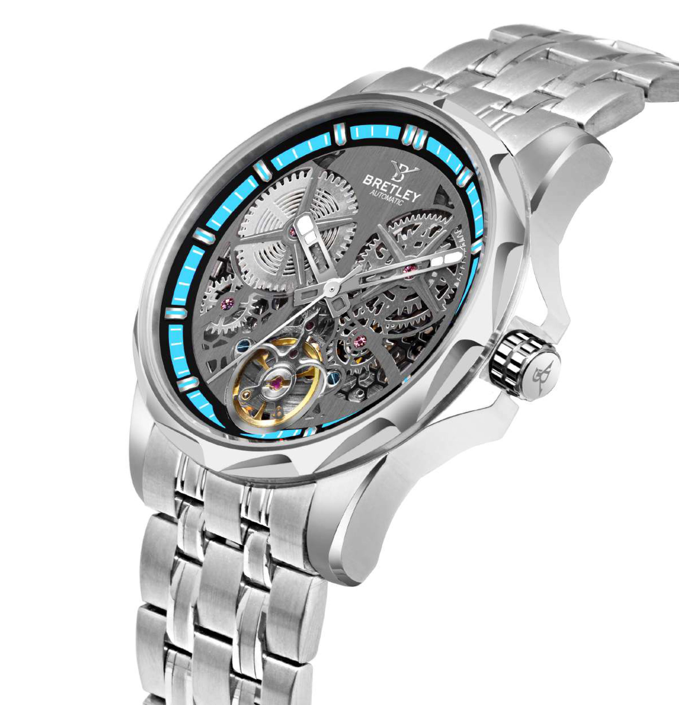BRETLEY B0911Y Stainless Steel Blue Automatic Watch