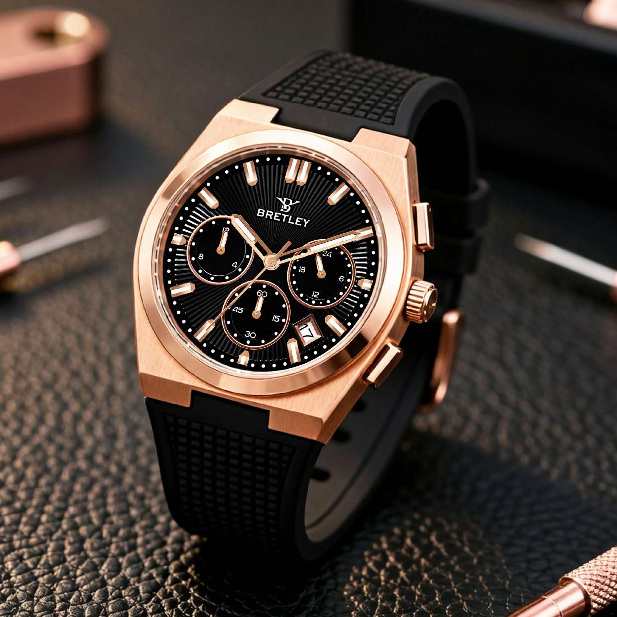 Bretley 6057 Multi Chronograph Watch – Rose Gold Edition - Image 2