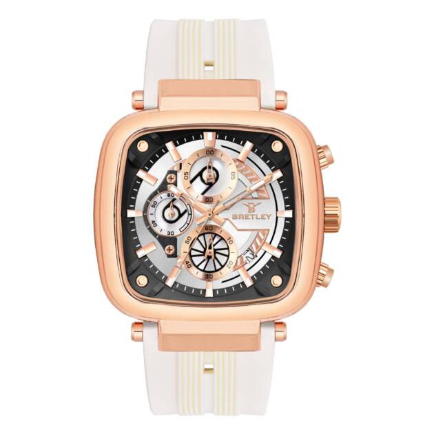 Bretley Multi Chronography Watch – Rose Gold & White Strap