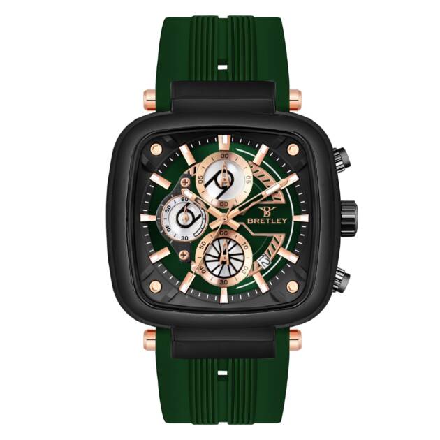 Bretley Multi Chronography Watch – Black Case with Green Strap