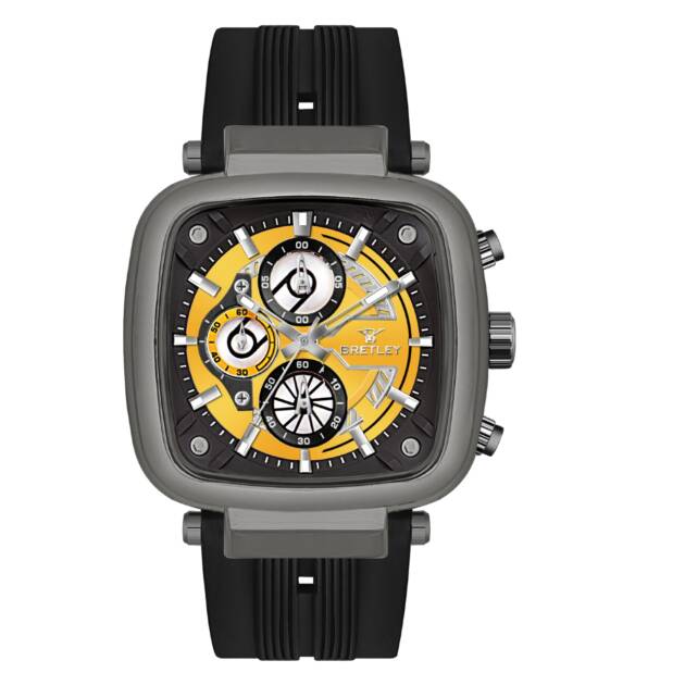 Bretley Multi Chronography Watch – Gunmetal Case with Yellow Dial