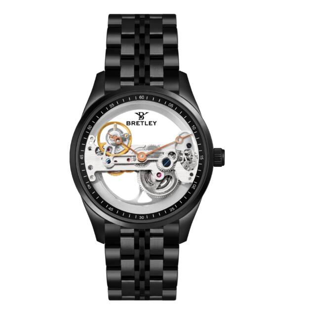 Bretley Automatic Skeleton Watch – Black Stainless Steel