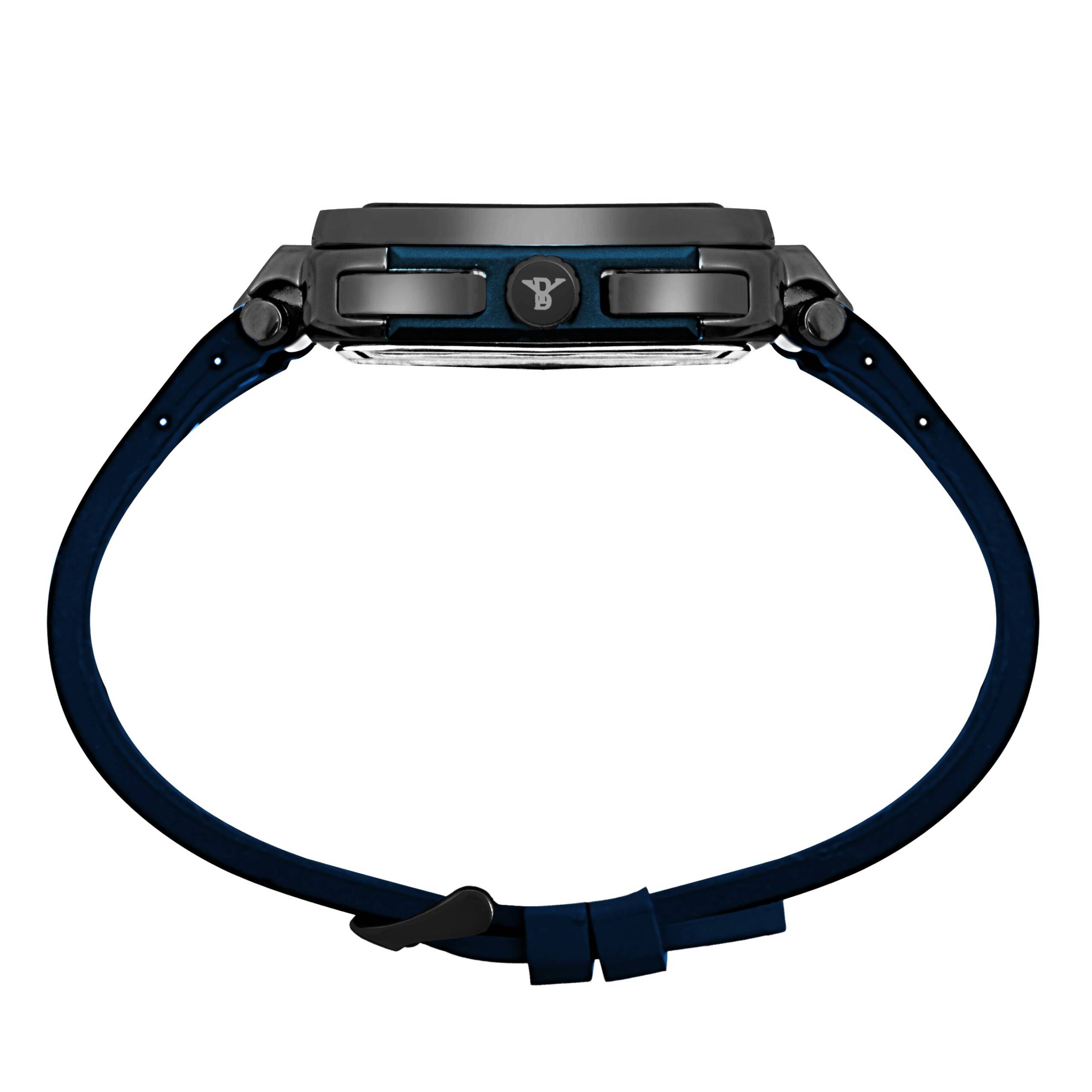 Gun Metal Bezel Blue Silicone Strap Men’s Watch - Image 4