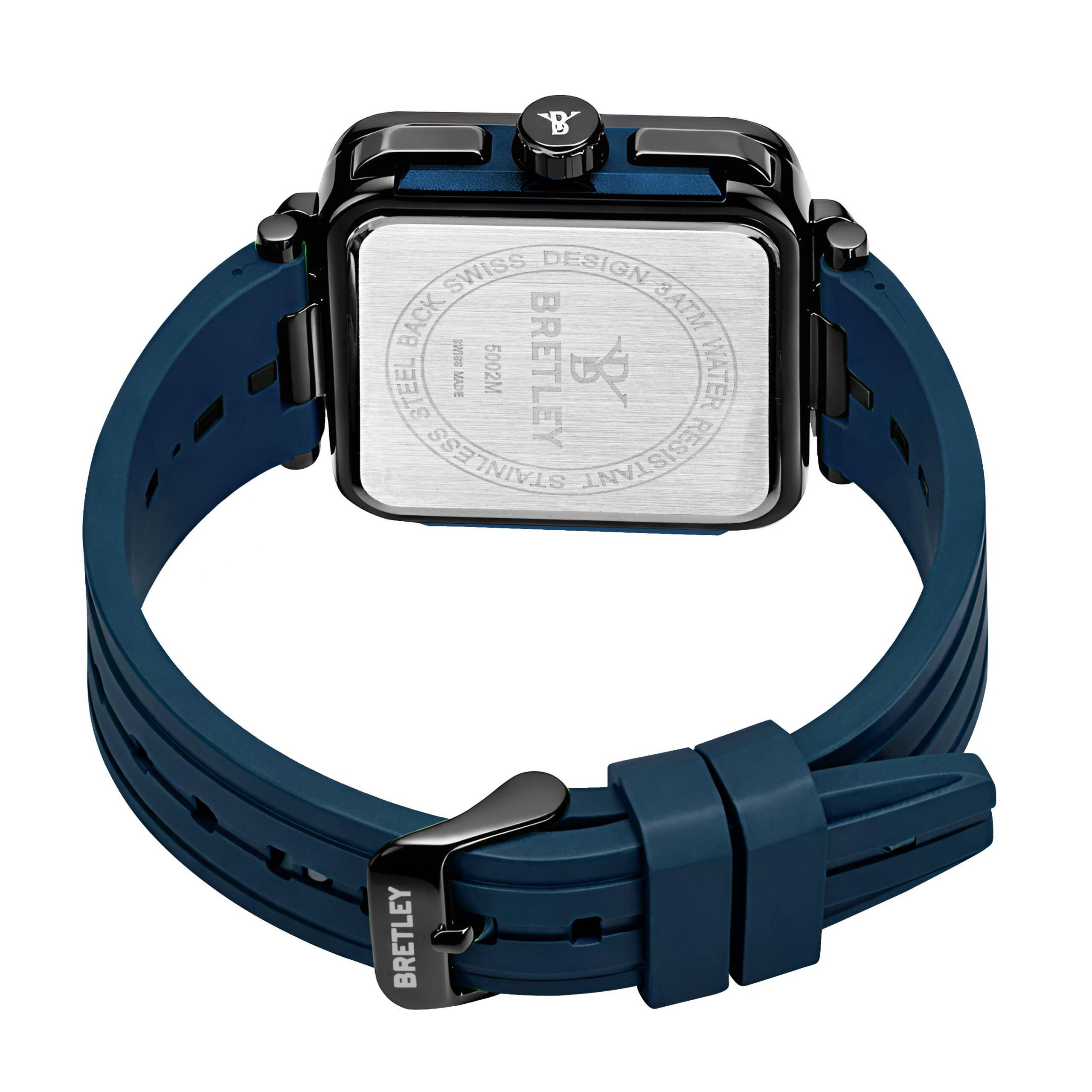 Gun Metal Bezel Blue Silicone Strap Men’s Watch - Image 5