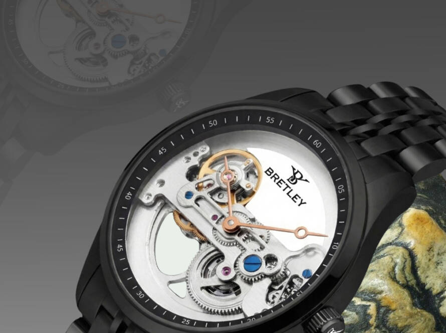 Skeleton Watch for Men with Transparent Dial